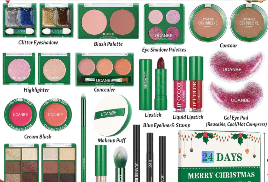 Makeup Advent Calendar 2025, 24 Days Christmas Makeup Gift Set for Adult Women & Teen Girls, UCANBE 2025 Xmas Countdown Calendar Beauty & Cosmetics Holiday Surprise Make Up Gift Kits for Women Full Kit