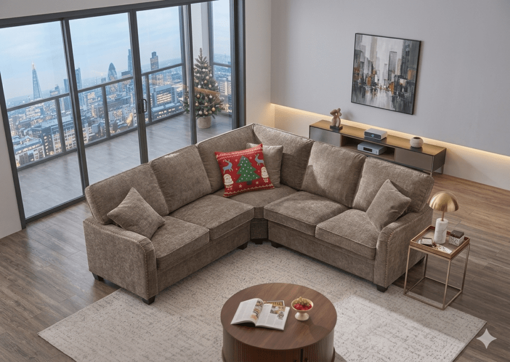 L Shaped Sofa Faux Leather Couches L Shaped Couches for Living Room, Bedroom or Apartment