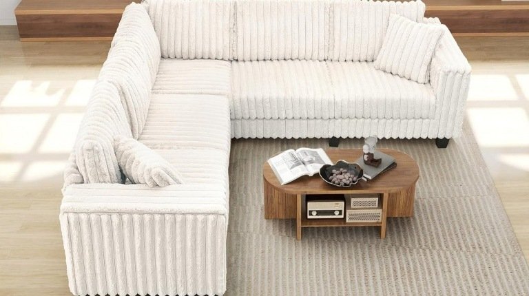 L-Shaped Modular Sectional Sofas for Modern Living Rooms, L-Shaped Modular Sofa with Storage Ottoman, Modular Sectional Sofa with Ottoman for Living Room