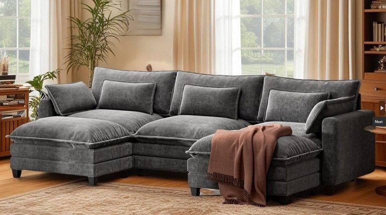 12 Modern U-Shaped Sectional Sofas (4 Seater) – Best Chenille Cloud Couch for Living Room Furniture