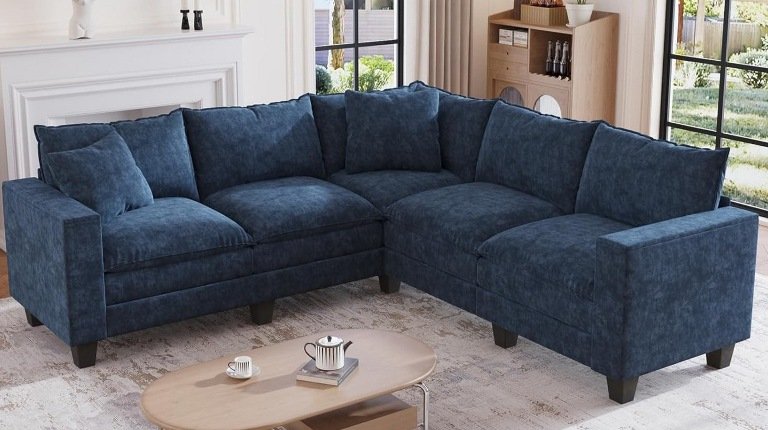 L-Shaped Modular Sectional Sofas for Modern Living Rooms, L-Shaped Modular Sofa with Storage Ottoman, Modular Sectional Sofa with Ottoman for Living Room