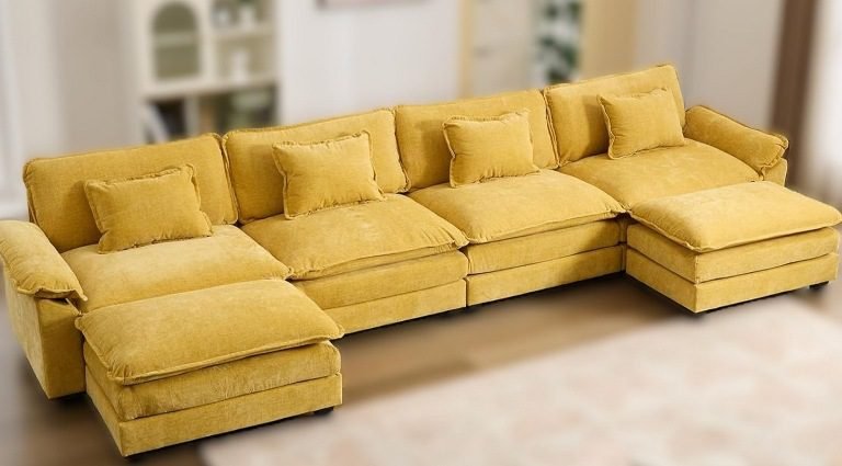 12 Comfy U-Shaped Cloud Couch Sectional Sofas (6 Seater) for Large Living Rooms and Apartments, U-shaped sectional sofa, Sofa with Ottomans, U-shaped sectional sofa, Couch with Storage, U-Shaped Modular Cloud Couch