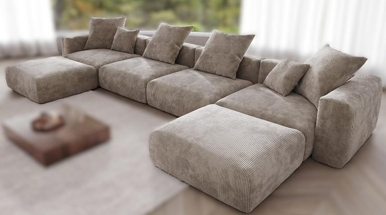 14 Modern U-Shaped Modular Sofas (6-Seater) – Large Chenille Sectional Couch for Living Room, Sectional Couch for Living Room, Faux Leather Couch, Oversized Modular Sectional Sofa, Couch with Ottoman, Corduroy Deep Seat Couch, Velvet Sofa Couch