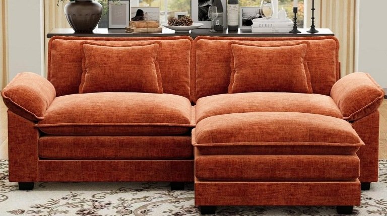 L-Shaped Modular Sectional Sofas for Modern Living Rooms, L-Shaped Modular Sofa with Storage Ottoman, Modular Sectional Sofa with Ottoman for Living Room