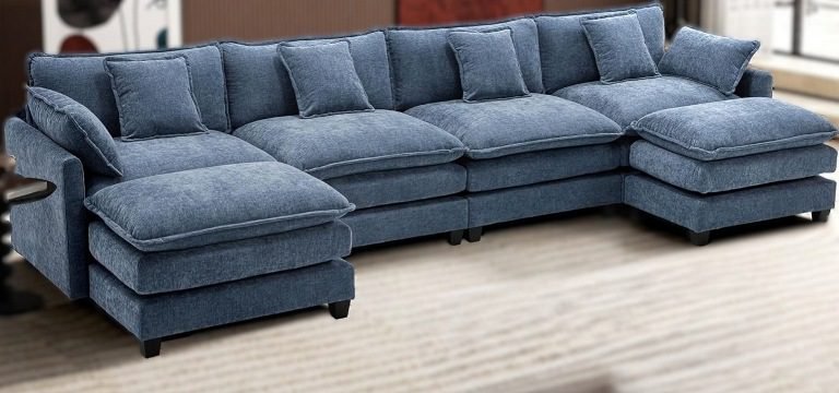 12 Comfy U-Shaped Cloud Couch Sectional Sofas (6 Seater) for Large Living Rooms and Apartments, U-shaped sectional sofa, Sofa with Ottomans, U-shaped sectional sofa, Couch with Storage, U-Shaped Modular Cloud Couch