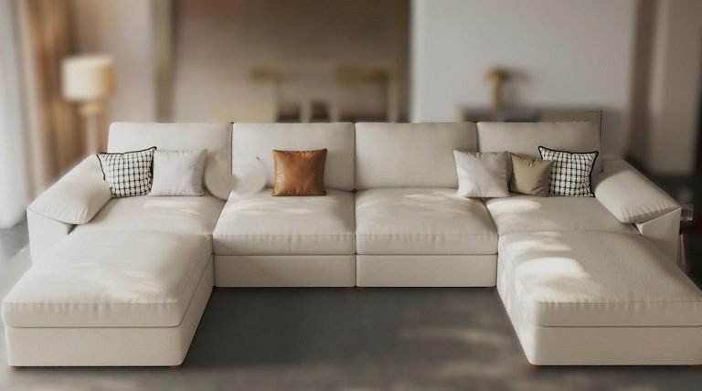 14 Modern U-Shaped Modular Sofas (6-Seater) – Large Chenille Sectional Couch for Living Room, Sectional Couch for Living Room, Faux Leather Couch, Oversized Modular Sectional Sofa, Couch with Ottoman, Corduroy Deep Seat Couch, Velvet Sofa Couch