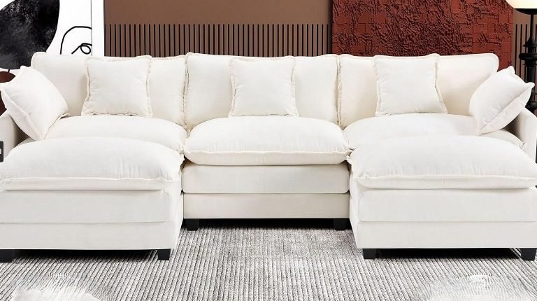 12 Modern U-Shaped Sectional Sofas (4-Seater) – Best Chenille Cloud Couch for Living Room Furniture