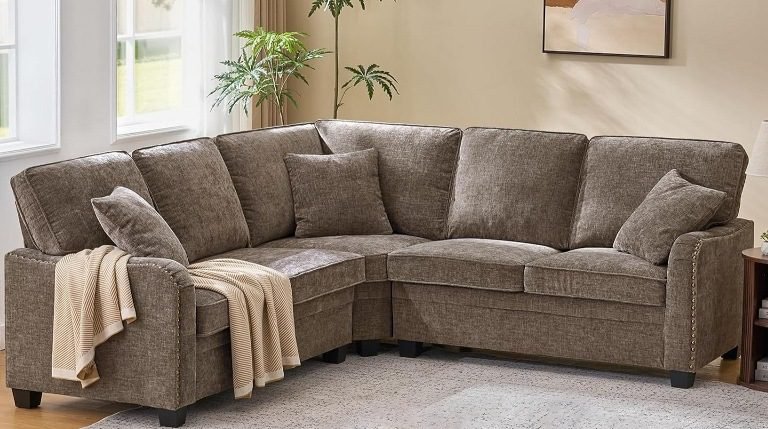 L-shaped sofa couches for living rooms, apartments, and homes,14 Best Deep L-Shaped Seat Sofas for Ultimate Comfort at Home, Sofa with Movable Ottoman, Modular Cloud Sectional Sofa