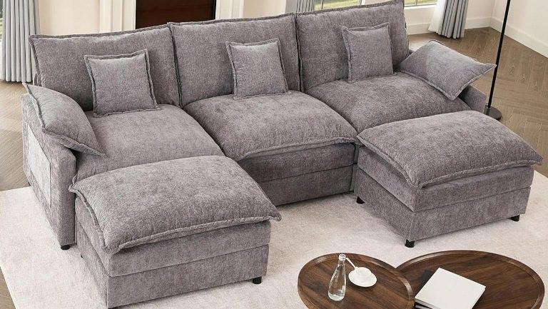 12 Best 3-Seater U-Shaped Sectional Couches with Ottoman for Modern Apartment Living Rooms, U-Shaped Modular Cloud Sofas, and Sectional Couches with Ottomans. 3-Seater Deep-Seat Couch for Living Room