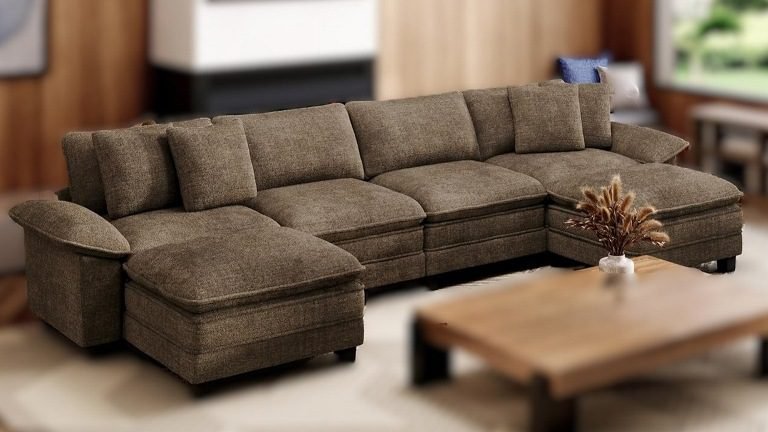 12 Comfy U-Shaped Cloud Couch Sectional Sofas (6 Seater) for Large Living Rooms and Apartments, U-shaped sectional sofa, Sofa with Ottomans, U-shaped sectional sofa, Couch with Storage, U-Shaped Modular Cloud Couch