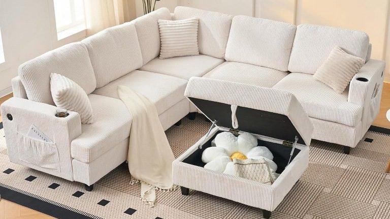 L-shaped sofa couches for living rooms, apartments, and homes,14 Best Deep L-Shaped Seat Sofas for Ultimate Comfort at Home, Sofa with Movable Ottoman, Modular Cloud Sectional Sofa