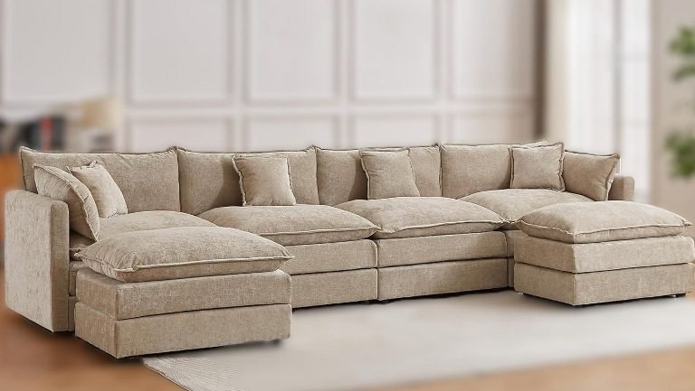 12 Comfy U-Shaped Cloud Couch Sectional Sofas (6 Seater) for Large Living Rooms and Apartments, U-shaped sectional sofa, Sofa with Ottomans, U-shaped sectional sofa, Couch with Storage, U-Shaped Modular Cloud Couch