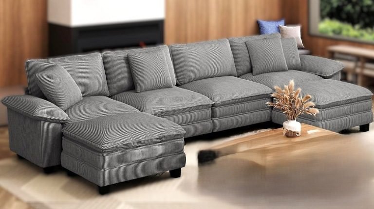 12 Comfy U-Shaped Cloud Couch Sectional Sofas (6 Seater) for Large Living Rooms and Apartments, U-shaped sectional sofa, Sofa with Ottomans, U-shaped sectional sofa, Couch with Storage, U-Shaped Modular Cloud Couch