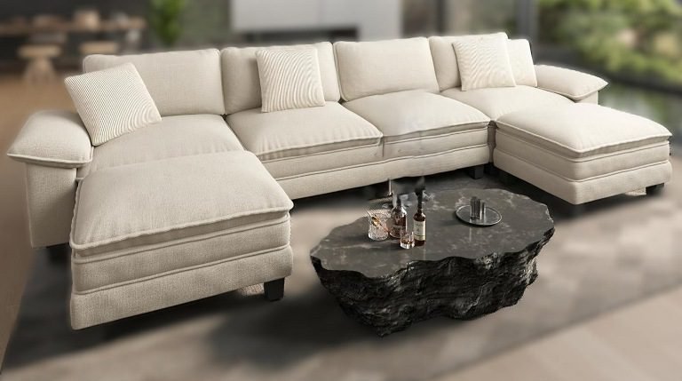 12 Comfy U-Shaped Cloud Couch Sectional Sofas (6 Seater) for Large Living Rooms and Apartments, U-shaped sectional sofa, Sofa with Ottomans, U-shaped sectional sofa, Couch with Storage, U-Shaped Modular Cloud Couch