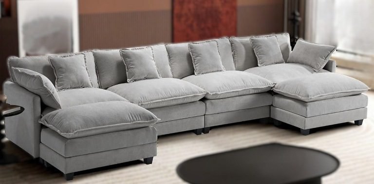14 Modern U-Shaped Modular Sofas (6-Seater) – Large Chenille Sectional Couch for Living Room, Sectional Couch for Living Room, Faux Leather Couch, Oversized Modular Sectional Sofa, Couch with Ottoman, Corduroy Deep Seat Couch, Velvet Sofa Couch