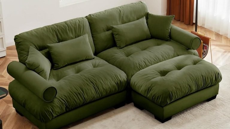 L-Shaped Sectional Sofa with Ottoman, L-Shaped Modular Couch Set with Ottoman, Sectional Sofa with Ottoman for Small Apartments