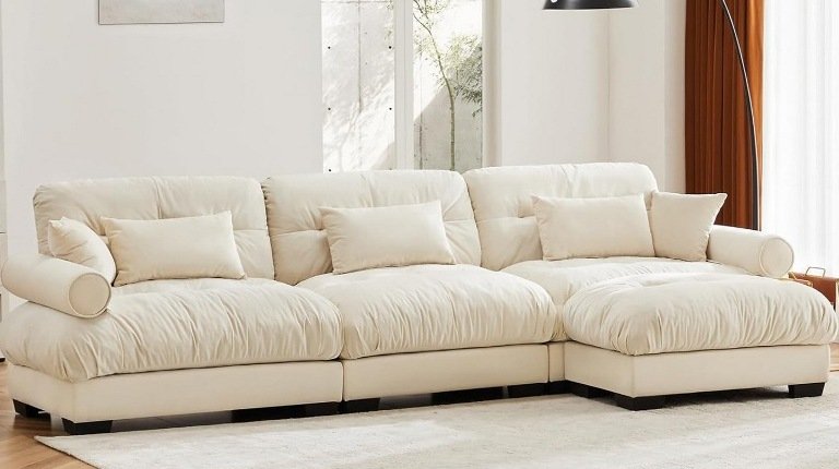 L-Shaped Modular Sectional Sofas for Modern Living Rooms, L-Shaped Modular Sofa with Storage Ottoman, Modular Sectional Sofa with Ottoman for Living Room