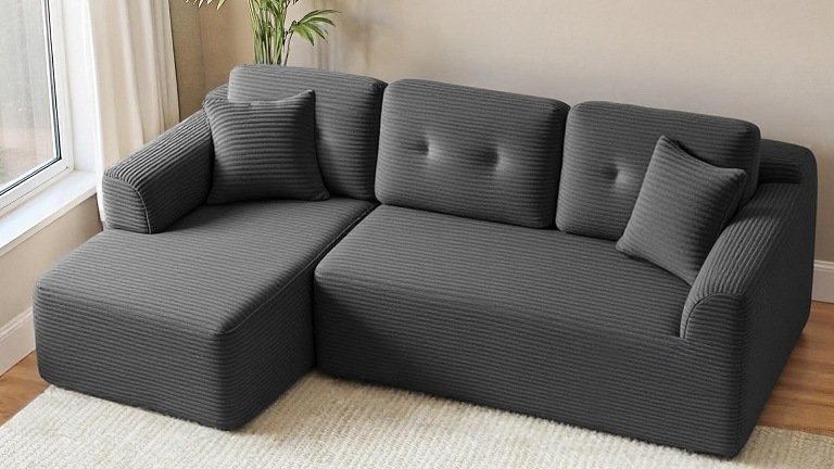 L-Shaped Modular Sectional Sofas for Modern Living Rooms, L-Shaped Modular Sofa with Storage Ottoman, Modular Sectional Sofa with Ottoman for Living Room