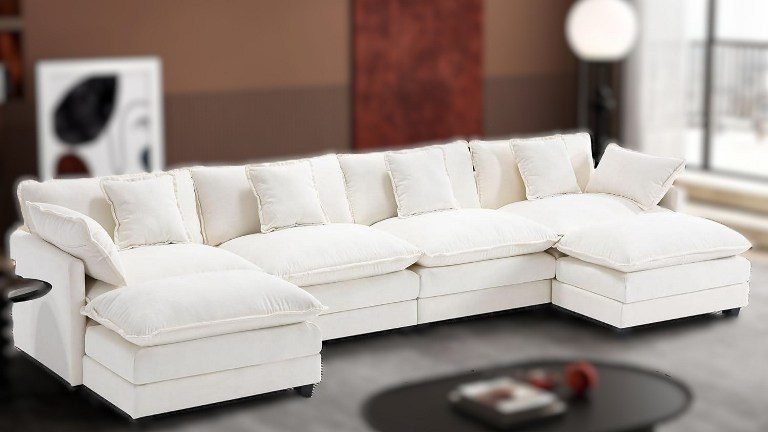 14 Modern U-Shaped Modular Sofas (6-Seater) – Large Chenille Sectional Couch for Living Room, Sectional Couch for Living Room, Faux Leather Couch, Oversized Modular Sectional Sofa, Couch with Ottoman, Corduroy Deep Seat Couch, Velvet Sofa Couch