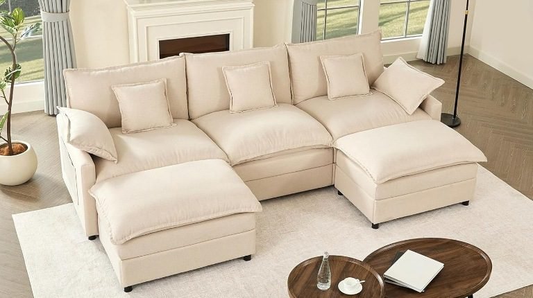 12 Modern U-Shaped Sectional Sofas (4 Seater) – Best Chenille Cloud Couch for Living Room Furniture
