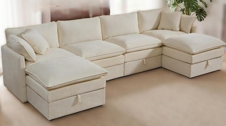 12 Comfy U-Shaped Cloud Couch Sectional Sofas (6 Seater) for Large Living Rooms and Apartments, U-shaped sectional sofa, Sofa with Ottomans, U-shaped sectional sofa, Couch with Storage, U-Shaped Modular Cloud Couch