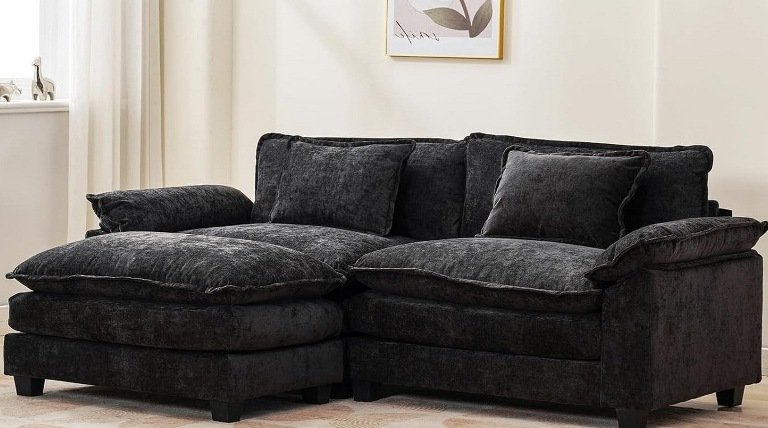 L-Shaped Modular Sectional Sofas for Modern Living Rooms, L-Shaped Modular Sofa with Storage Ottoman, Modular Sectional Sofa with Ottoman for Living Room