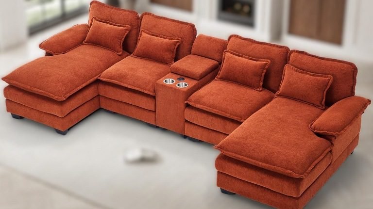 12 Comfy U-Shaped Cloud Couch Sectional Sofas (6 Seater) for Large Living Rooms and Apartments, U-shaped sectional sofa, Sofa with Ottomans, U-shaped sectional sofa, Couch with Storage, U-Shaped Modular Cloud Couch