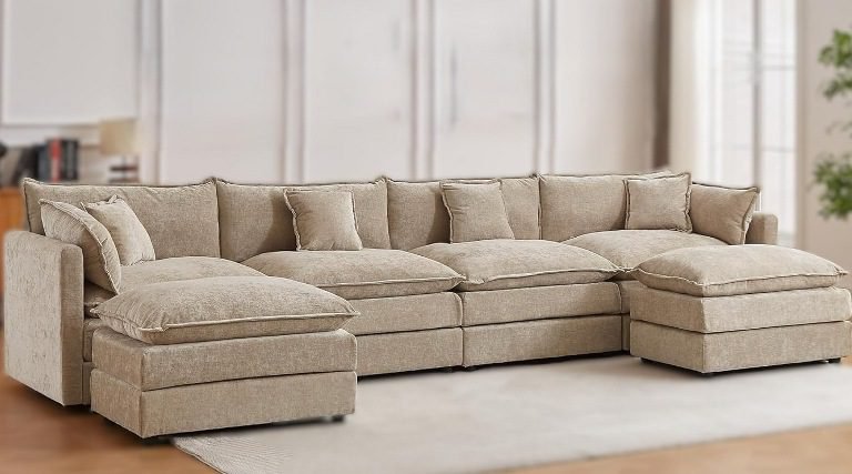 14 Modern U-Shaped Modular Sofas (6-Seater) – Large Chenille Sectional Couch for Living Room, Sectional Couch for Living Room, Faux Leather Couch, Oversized Modular Sectional Sofa, Couch with Ottoman, Corduroy Deep Seat Couch, Velvet Sofa Couch