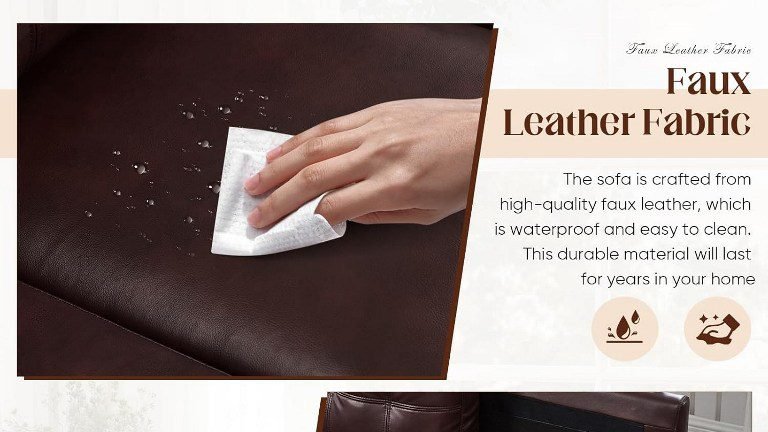 L-Shaped Couch L-Shaped Sofa for Living Room Apartment Couch with Storage Ottomans & USB Ports, Brown Faux Leather Sofa Sectional Couches